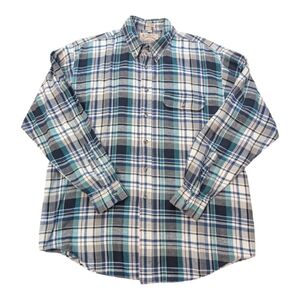 Vintage London Fog Cotton Plaid Flannel Button Down Collar LS Shirt Men's Large
